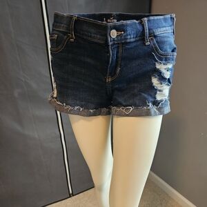 Hollister Dark Blue Distressed Jean Shorts